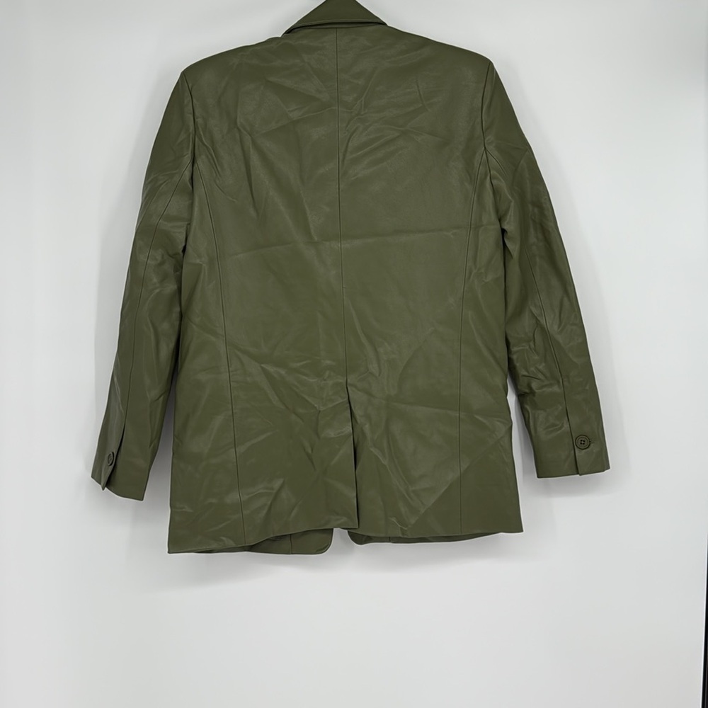 Steve Madden Audrey Faux Leather Blazer NWT Winter Moss Green Size S - Picture 5 of 6